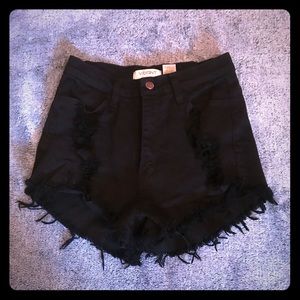 Black jean shorts